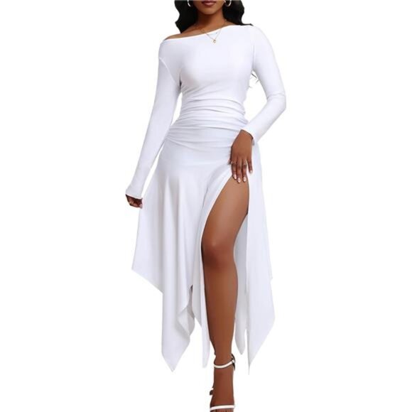 Women Sexy Bodycon Maxi Dress White - Picture 1 of 5